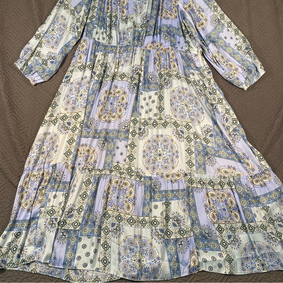 Lane Bryant Boho Blue Paisley Maxi Peasant Dress Plus Size 28 New With Tags - Picture 7 of 7